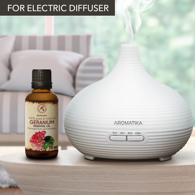 Geranium Essential Oil 50 Ml - Pelargonium Graveolens - Madagascar - 100% Pure & Natural Geranium Bourbon Oil For Aromatherapy - Aroma Diffuser - Oil Burner - Spa - Room Fragrance - Rose Geranium - NewNest Australia