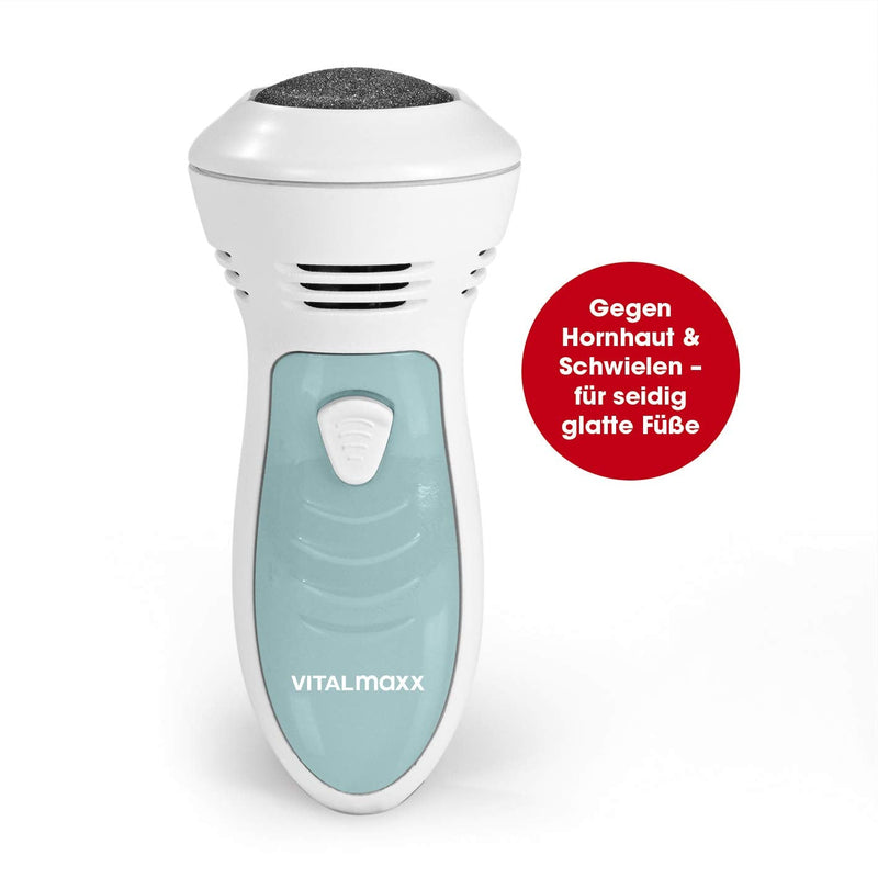 Vitalmaxx Callus Remover With Suction Function | Without Blades - No Risk Of Injury | With 2 Attachments For Gentle And Safe Use | Wireless Operation Comfort | Battery Operated [White/Turquoise] - NewNest Australia