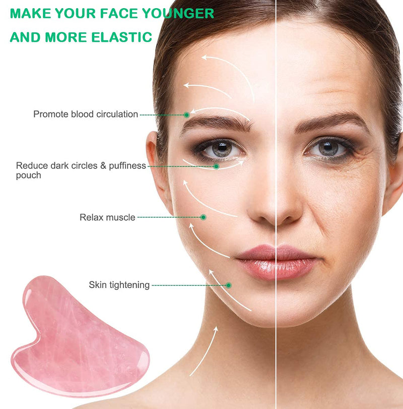 TAUBE Gua Sha Facial Tools Natural Premium Jade Stone Guasha Tool for Body Face Massage Scraping Board Trigger Point Massager Tool Pink - NewNest Australia