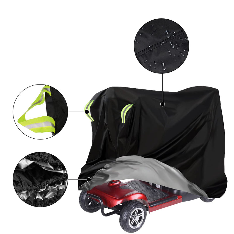 MaxAwe 140x 66x 91cm Mobility Scooter Cover Waterproof Heavy Duty, 420D Wheelchair Scooter Storage Protective Cover Outdoor, Disability Scooter with Elastic Band Protect from Snow Rain Sun Dust, 1 Stk - NewNest Australia