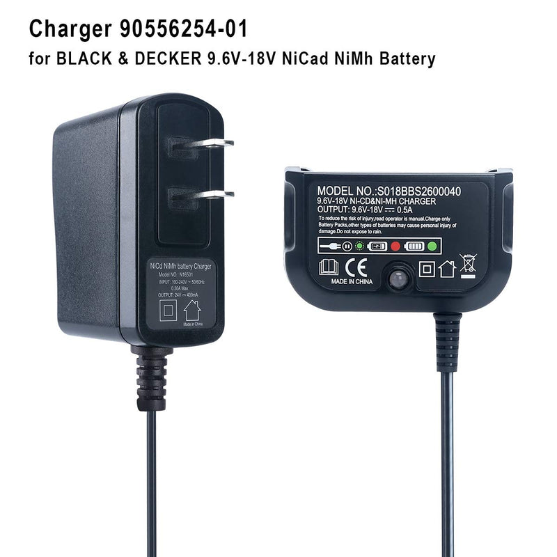 Elefly 9.6V-18V Replacement for Black & Decker Battery Charger 90556254-01, Compatible with Black and Decker 18V 14.4V 12V 9.6V NiCad & NiMh Battery HPB18 HPB18-OPE HPB14 HPB12 HPB96 - NewNest Australia