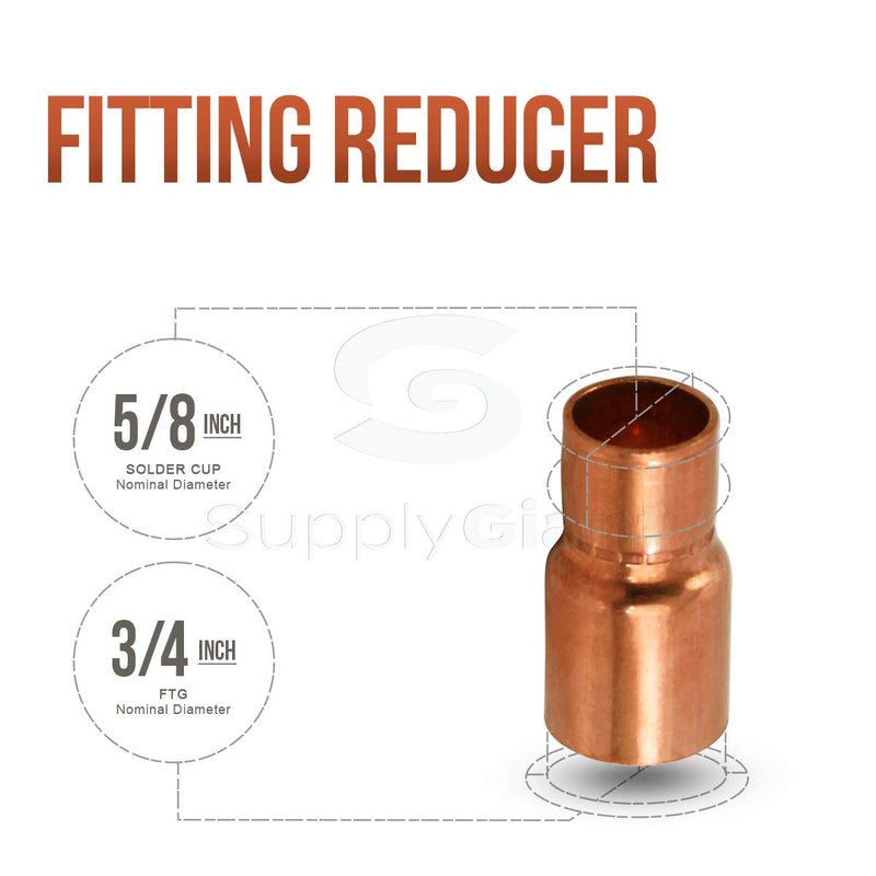 SUPPLY GIANT GDSD567I Copper Fitting Reducer with Male Connect and Female Sweat Socket, 3/4 X 5/8 - NewNest Australia