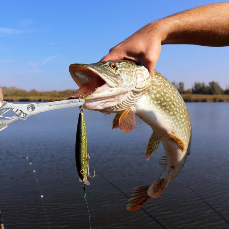 SAWKIT Portable Fishing Pliers,Fish Hook Remover,Stainless Steel Line Cutter Curved Nose Remove Hook Fishing Tackle Tool with Nylon Sheath Fishing Plyers Fishing Gear Set - NewNest Australia