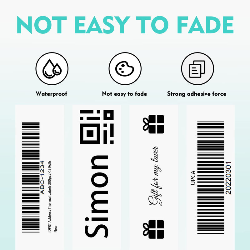 iDPRT Thermal Labels - 1-9/50"x3-27/50" Mailing Address Labels (30mm×90mm), 2 Rolls of 300pcs, Barcode Labels Compatible with iDPRT, Rollo, DYMO, Zebra, Direct Thermal Sticker for QR Code, FBA Labels - NewNest Australia