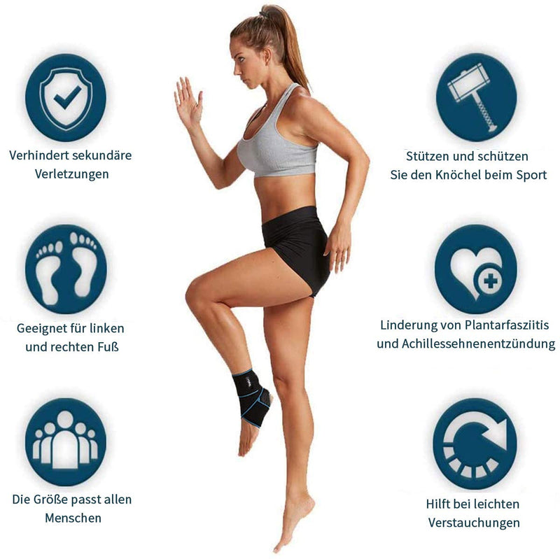 Teylam ankle bandage, adjustable ankle bandage, flexible ankle bandage, ultra thin foot bandage, running football, right and left ankle (blue). - NewNest Australia