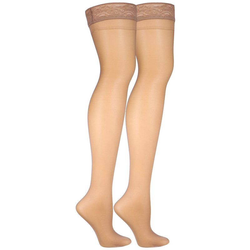 Truform Sheer Compression Stockings, 8-15 mmHg, Women's Thigh High Length, 20 Denier, Beige, Large Large (Pack of 1) - NewNest Australia