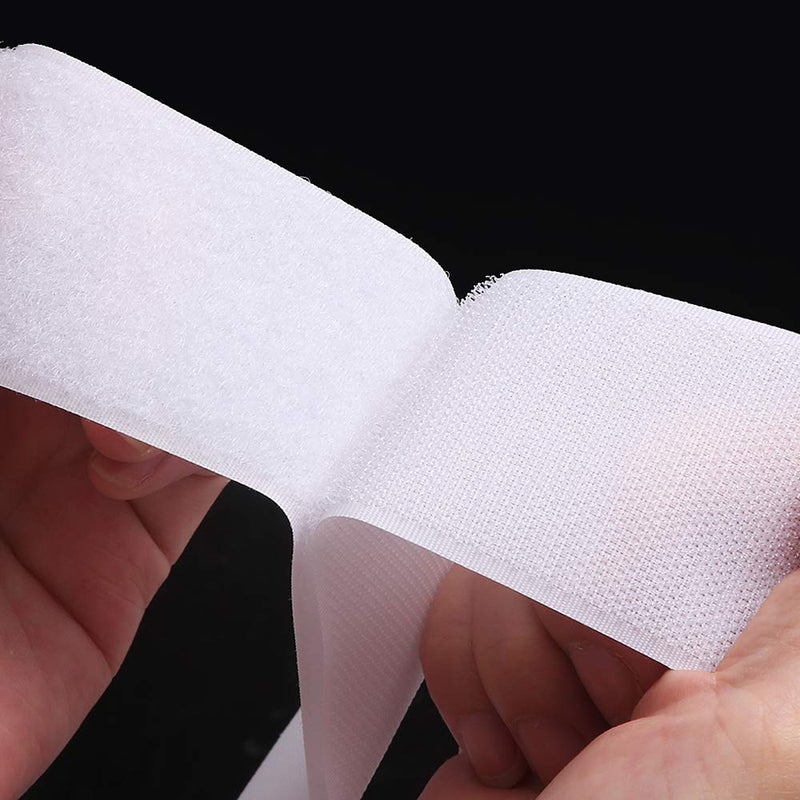 HANFINEE 3/4 Inch Width Sew on Hook and Loop Tape, Non-Adhesive Sticky Back Nylon Fabric Fastener Interlocking Tape for Sewing Crafts DIY,Clothes,Shoes (White,37ft) 3/4in x 37ft White - NewNest Australia