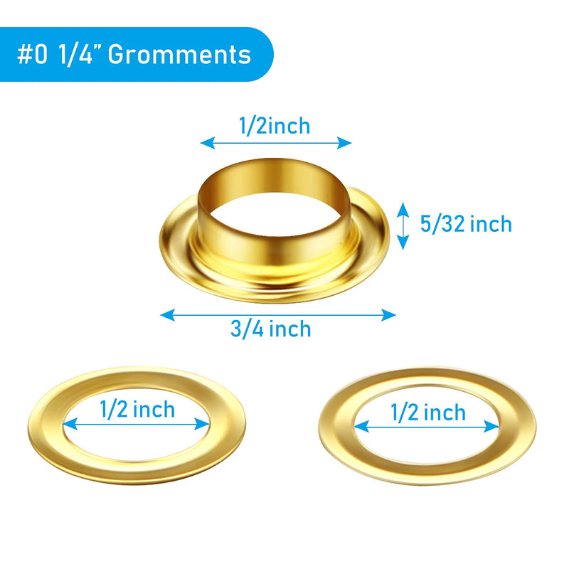 500 Pieces Grommet and 500 Pieces Washer Grommet Kit Finish Grommet Eyelet for Clothes Fabric Leather Tag Bag (Gold, 1/2 Inch) Gold - NewNest Australia