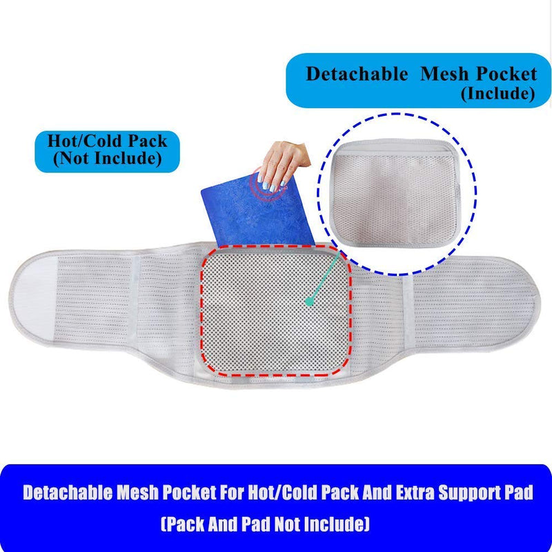 Lower Back Braces for Back Pain Relief - Compression Belt for Men & Women - Lumbar Support Waist Backbrace for Herniated Disc, Sciatica, Scoliosis - Breathable Mesh Design, Adjustable Straps (L, Gray) L(Navel:39"-43") - NewNest Australia