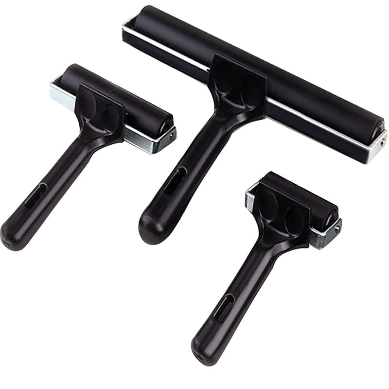 3 Pack Printmaking Brayer - Brayer Rollers for Crafting, Vinyl Rubber Roller Brayers, Cricut Roller for Gluing, Printing, Inking and Stamping (Black) Balck - NewNest Australia