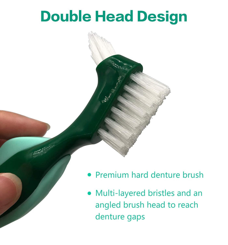 Premium Hard Denture Brush Toothbrush, White Carrying Case, Multi-Layered Bristles & Portable Denture Double Sided Brush, Denture Care(Pack of 6) - NewNest Australia