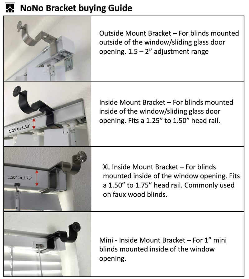 NewNest Australia - NONO Bracket Mini - Inside Mounted Blinds Curtain Rod Bracket Attachment for Mini Blinds (Brown) Brown 