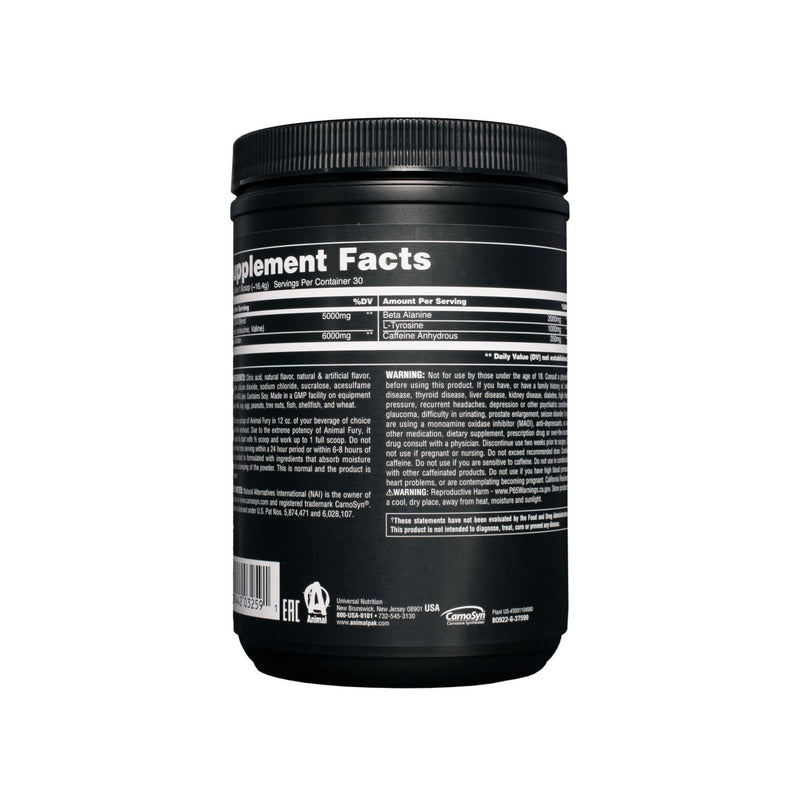 Universal Nutrition Animal Fury Pre Workout Booster (Watermelon) With Caffeine, Beta Alanine, Citrulline, L-Tyrosine & Bcaa For Maximum Energy & Supply Of Amino Acids During Training, 500G - NewNest Australia