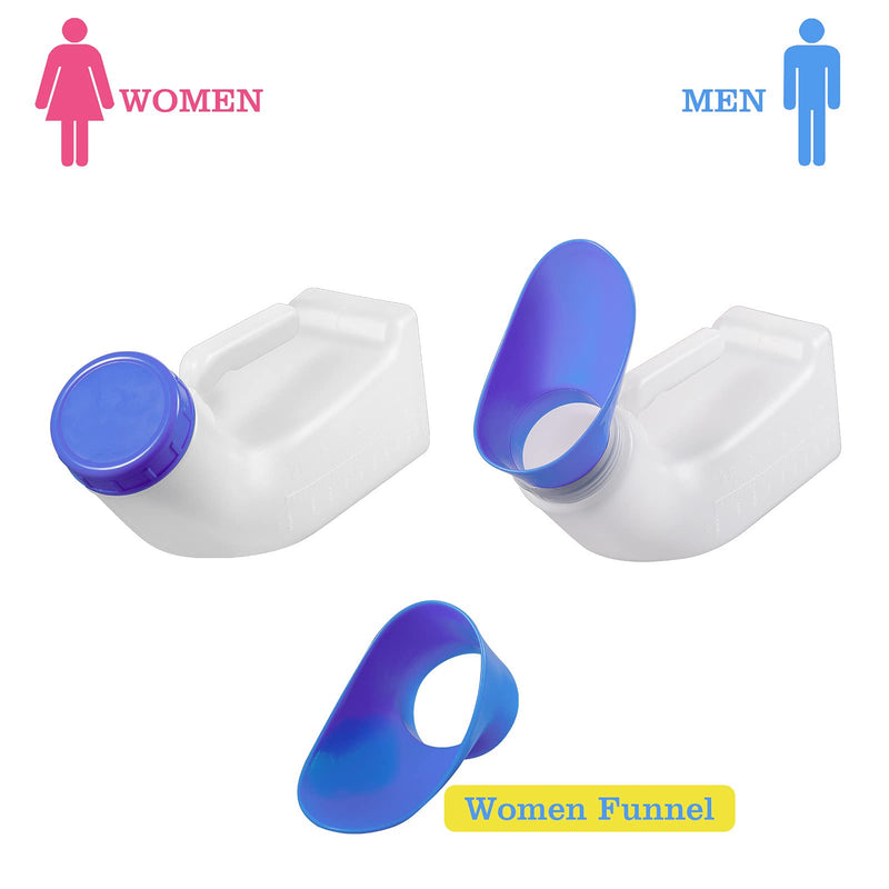 Unisex Urinals, Plastic Urine Bottles for Men and Women, SpillProof Screw Cap Lid, Portable Toilet Urinals Ideal for Car Travel Outdoor 2x Urinal - White and Blue - NewNest Australia