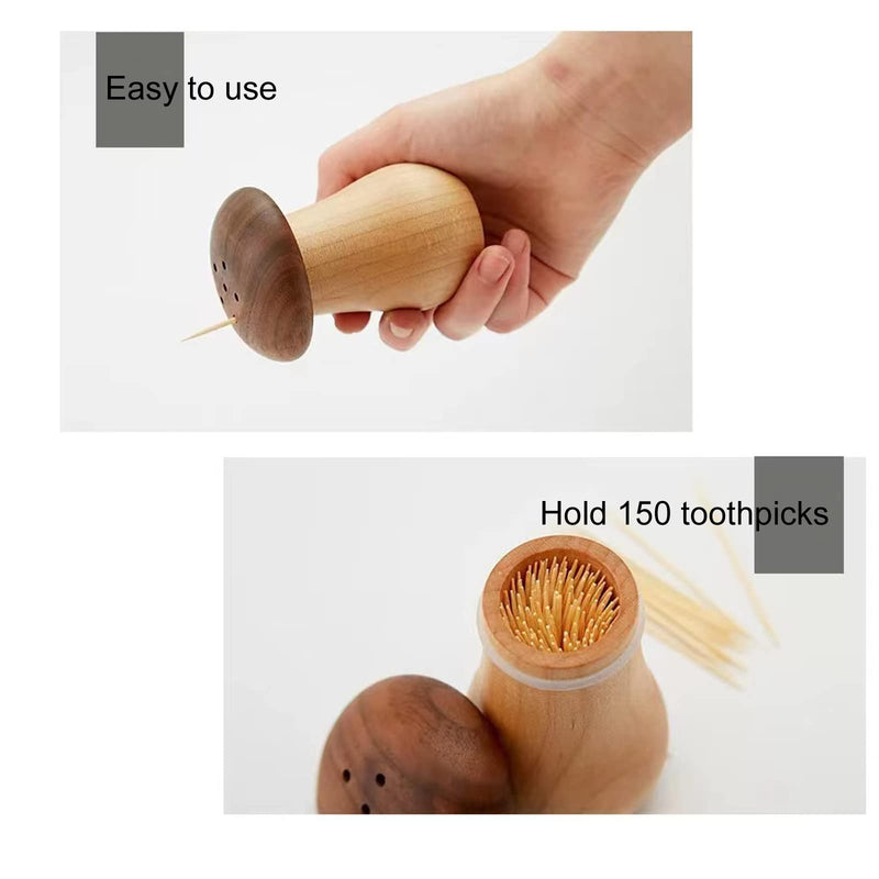 Agirlvct Toothpick Holder Dispenser, Wooden Cute Mushroom Tooth Pick Dispenser for Home Kitchen Restaurant Toothpicks Container(1 Pack) - NewNest Australia
