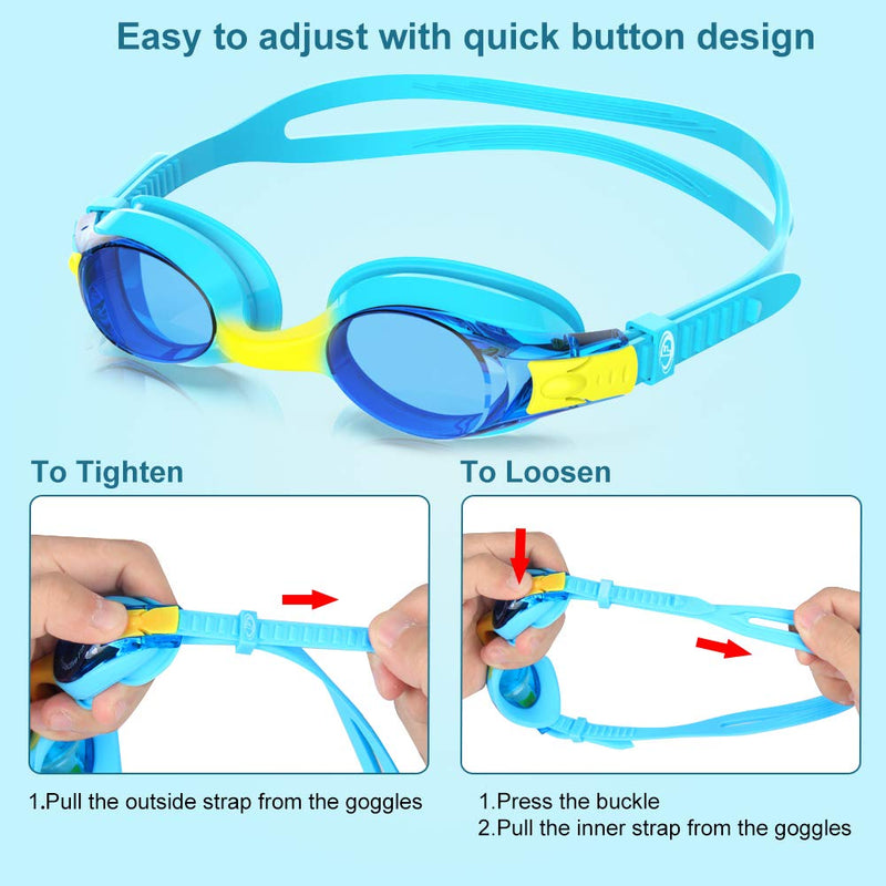 Findway Kids Swim Goggles, 2 Pack Kids Swimming Goggles Anti-fog No Leaking Girls Boys for Age 3-10 1-blue+black - NewNest Australia