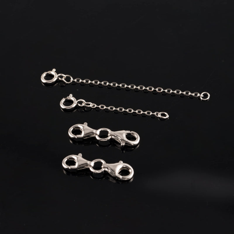 925 Sterling Silver Double Lobster Clasp and Necklace Extender White Gold Plated Double Lobster Clasps Connector Bracelet Necklace Extension Clasp for Jewelry Making（4pcs） 4Pcs Silver - NewNest Australia