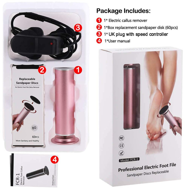 Electric Foot File Hard Skin Remover (Speed Adjustable) with 60pcs Replacement Sandpaper Disks, Professional Electric Callus Remover Pedicure Foot Scraper Hard Skin Remover (Pink) pink foot file - NewNest Australia