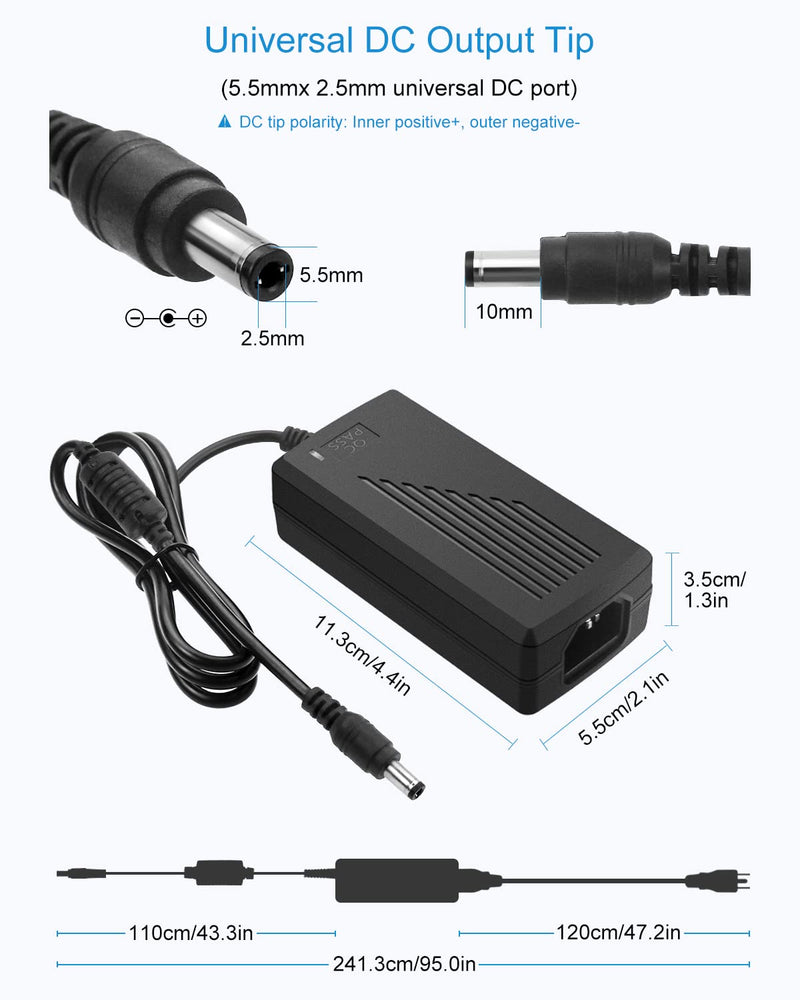 ALITOVE DC 12V 5A Power Supply Adapter Converter Transformer AC 100-240V input with 5.5x2.5mm DC Output Jack for 5050 3528 LED Strip Module Light - NewNest Australia