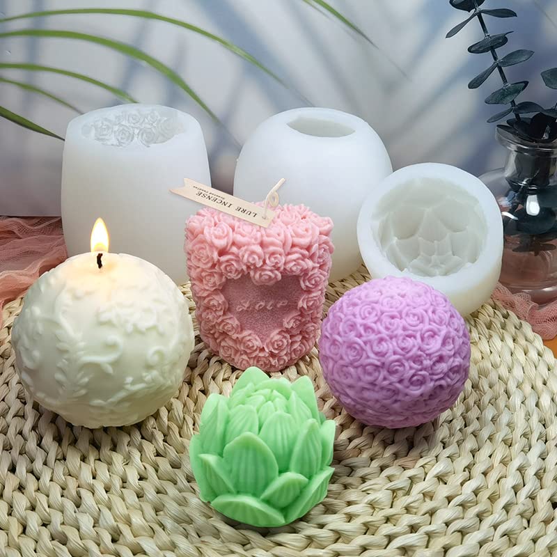 Rose Cylinder Candle Mold Cylinder Silicone Mold for Candle Cylinder Resin Mold 3D Candle Silicone Mold Cylinder Soap Epoxy Resin Mold Decoration Mold Plaster Candle Aroma Soap Chocolate Mold LZ-45 - NewNest Australia