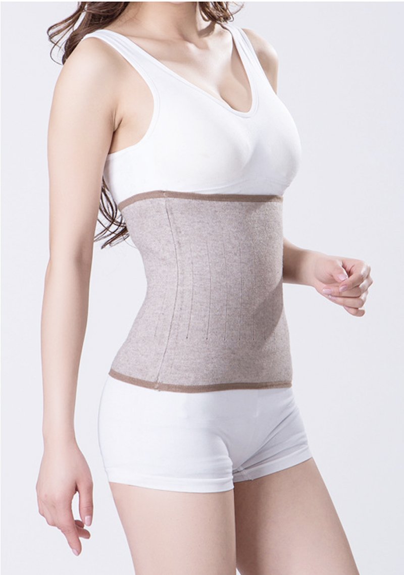 Themal Therapy Knit Kidney Warmer Abdominal Binder Stomach Lumbar Lower Back Support Brace Slim Waist Trimmer Wrap Belt Postpartum Belly Band - Warming Kidney Pain Relief- C Section Surgical Recovery M for waist girth 57-90CM Khaki - NewNest Australia