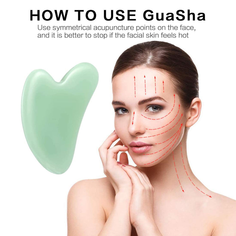 Gua Sha Tool, Jade Stone Guasha Massage Tool for Scraping Facial and SPA, Gua Sha Stone Facial Gua Sha Tools Gua Sha Scraper for Slimmer Face and Contouring Green (Green) - NewNest Australia