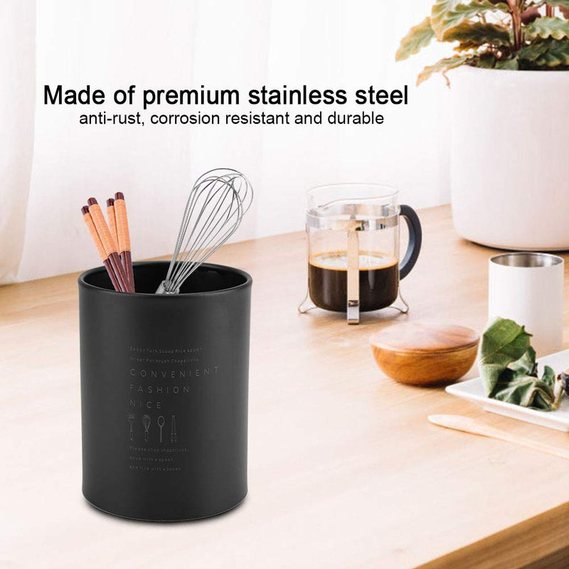 Black Utensil Holder Caddy, Metal Utensil Storage Basket Practical Kitchen Utensil Organiser Compact Flatware Silverware Organizer Tableware Holder for Forks Knives and Spoons Black - NewNest Australia
