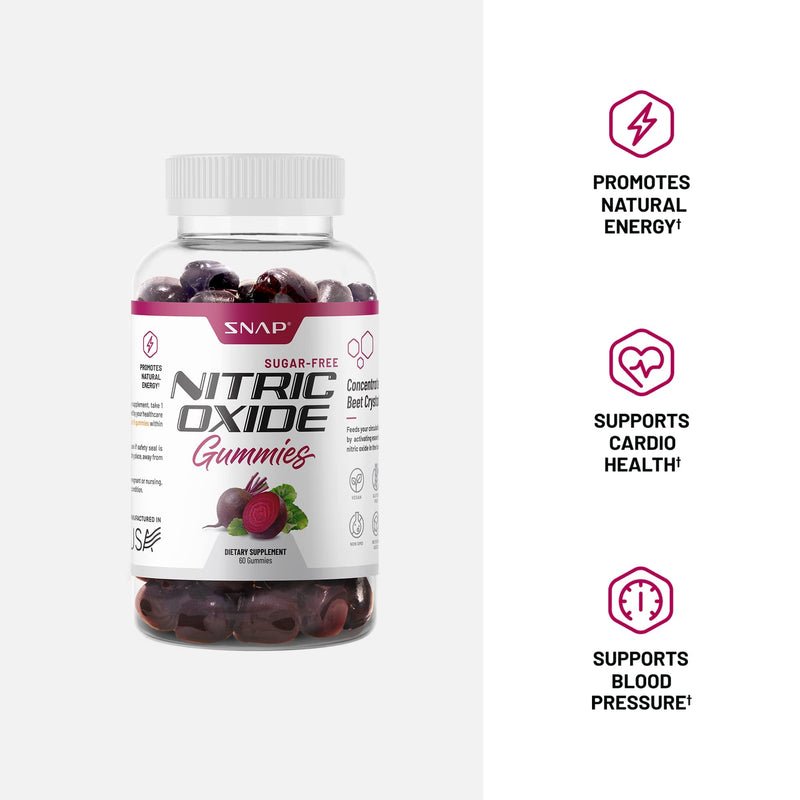 Sugar Free Nitric Oxide Beet Root Gummies - Heart Health, Energy Boost, Circulation, Blood Pressure Support Supplements, Beet Root Chewables, Beetroot Nitric Oxide Booster (60 Gummies) - NewNest Australia