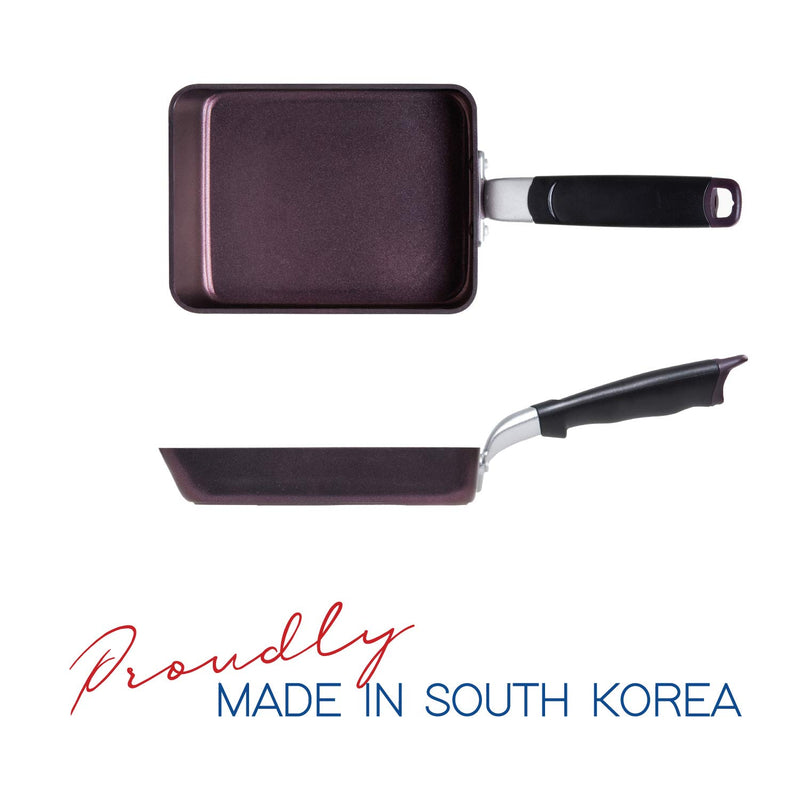 TeChef - Tamagoyaki Japanese Omelette Pan / Egg Pan, Coated with New Safe Teflon Select - Colour Collection / Non-Stick Coating (PFOA Free) / (Aubergine Purple) / Made in Korea (Medium) Medium - NewNest Australia