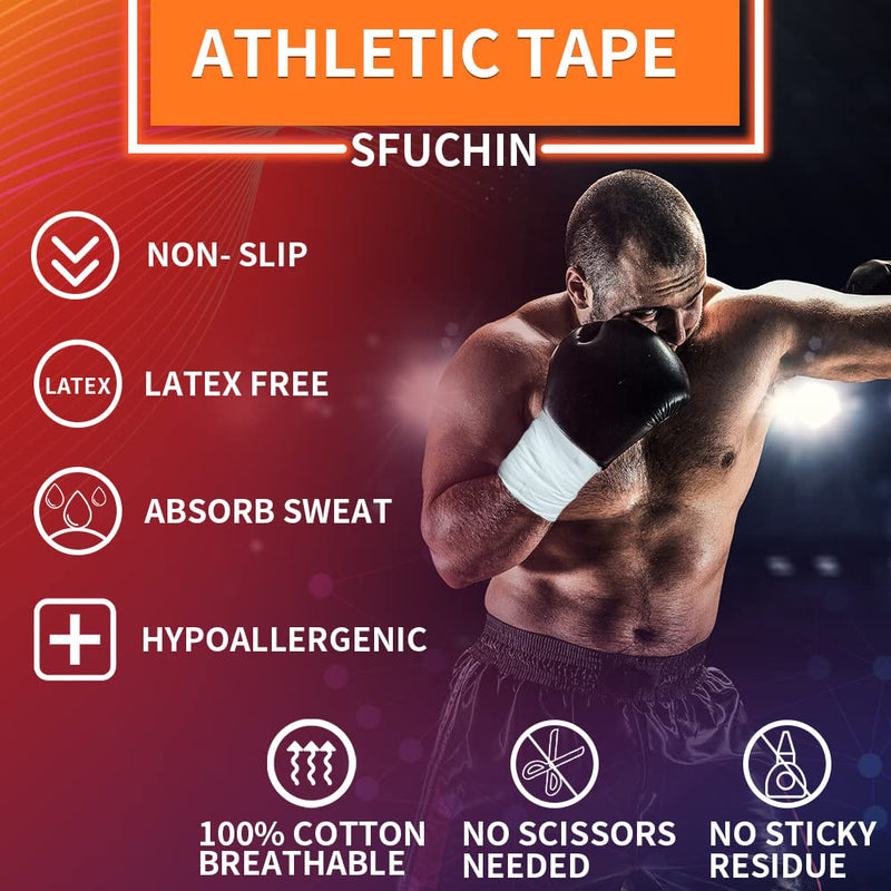Athletic Tape-Medical Tape-Ankle Tape-Sfuchin 2 Pack 1.5" X 15 Yard Sports Tape-Strong Easy Tear NO Sticky Residue for Wrist Tape Baseball Arms Football Climbing Boxing Bat Lacrosse Hockey Stick - NewNest Australia