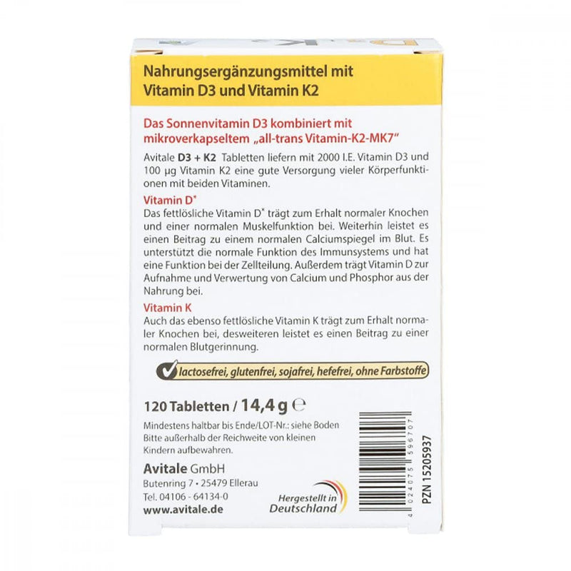 D3+K2 2000 IU+100 µg tablets 120 pcs - NewNest Australia