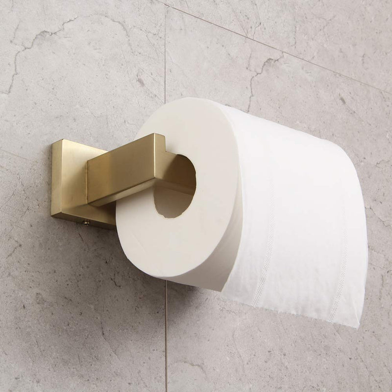 GERZWY Bathroom Toilet Paper Holder, SUS 304 Stainless Steel Hotel Square Tissue Roll Holder Wall Mount Brushed PVD Zirconium Gold Finish FG1605-BZ - NewNest Australia