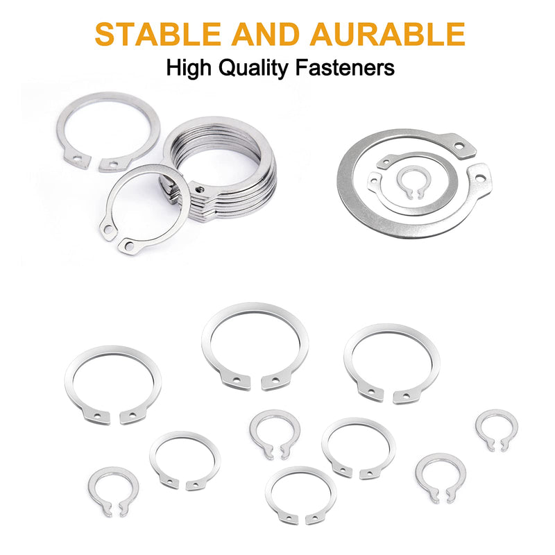 VIGRUE 315Pcs External Retaining Rings Snap Rings Assortment kit 304 Stainless Steel External Circlip Snap External Retaining C-Clips Rings Set, 15 Sizes (304 Stainless Steel Circlip) 304 Stainless Steel Circlip - NewNest Australia