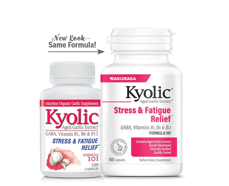 Kyolic Aged Garlic Extract Formula 101, Stress and Fatigue Relief, 100 Capsules (Packaging May Vary) 100 Count (Pack of 1) - NewNest Australia
