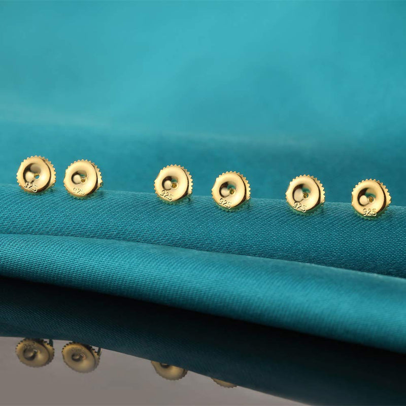 3 Pairs Screw Earring Backs for Studs, 14K Gold Plated 925 Silver Secure Locking Hypoallergenic Screw Earring Backs Replacement,Screw Backs Fit forThreaded Post 0.032"(6mm) Gold 3 Pairs - NewNest Australia