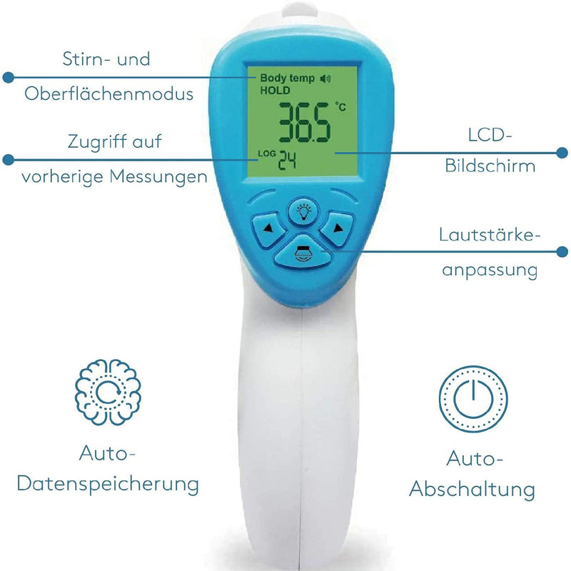 Leyf Digital Fever Thermometer - Forehead Thermometer For Adults, Children And Babies - Lcd Display Thermometer Contactless - Infrared Non-Contact - 3 Colors Screen Display - Fever Alarm - NewNest Australia
