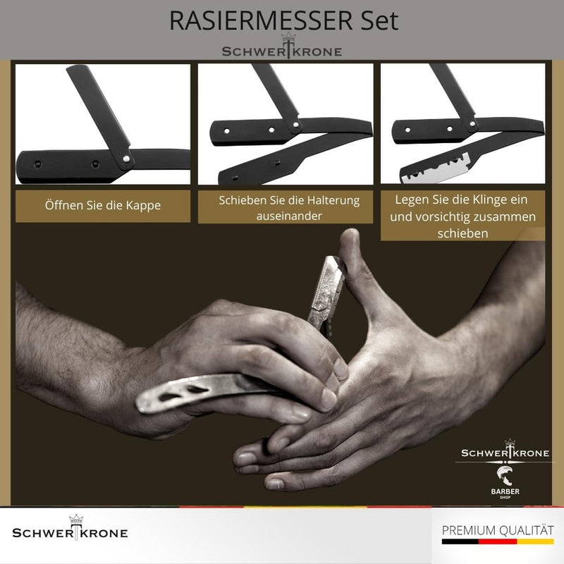Schwertkrone Men's Razor with 100 Premium Interchangeable Blades + Case (Black) Black - NewNest Australia