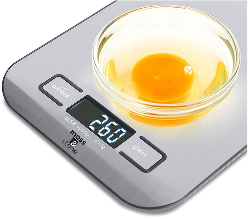 Digital Kitchen Scale Food Multifunction Accuracy Digital Scale LCD Display 11LB 5KG, Food Scales Digital Weight Grams and Oz, Baking Scale, Stainless Steel Small Food Scale by Moss and Stone - NewNest Australia