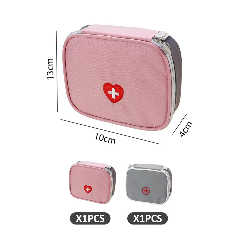Pack Of 2 Medicine Bag, First Aid Kit, Square Organizer, Mini Carry-On Medicine Bag, Multi-Compartment Nursing Bag, Comfortable Travel Medicine Bag (Pink, Grey) - NewNest Australia