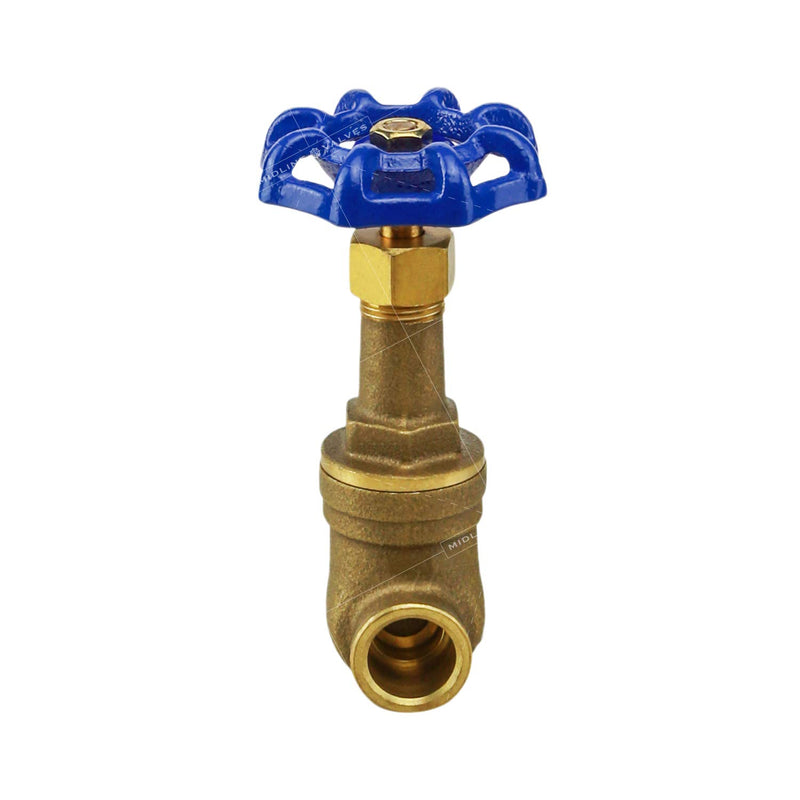 Midline Valve I44D256 Long Bonnet Gate Valve with Wheel Handle, Heavy Duty, Lead Free, Water Shutoff 3/4 in. Sweat Connections, Cast Brass Single Pack 3/4 in. - NewNest Australia