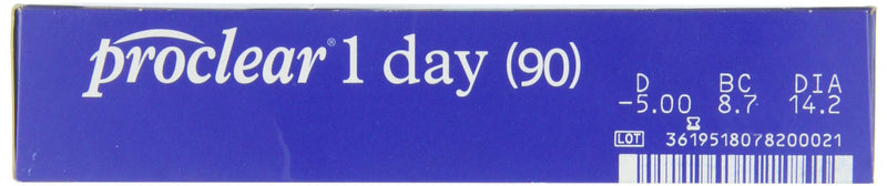 Proclear 1 Day daily lenses soft, 90 pieces / BC 8.7 mm / DIA 14.2 / -5.00 diopters - NewNest Australia