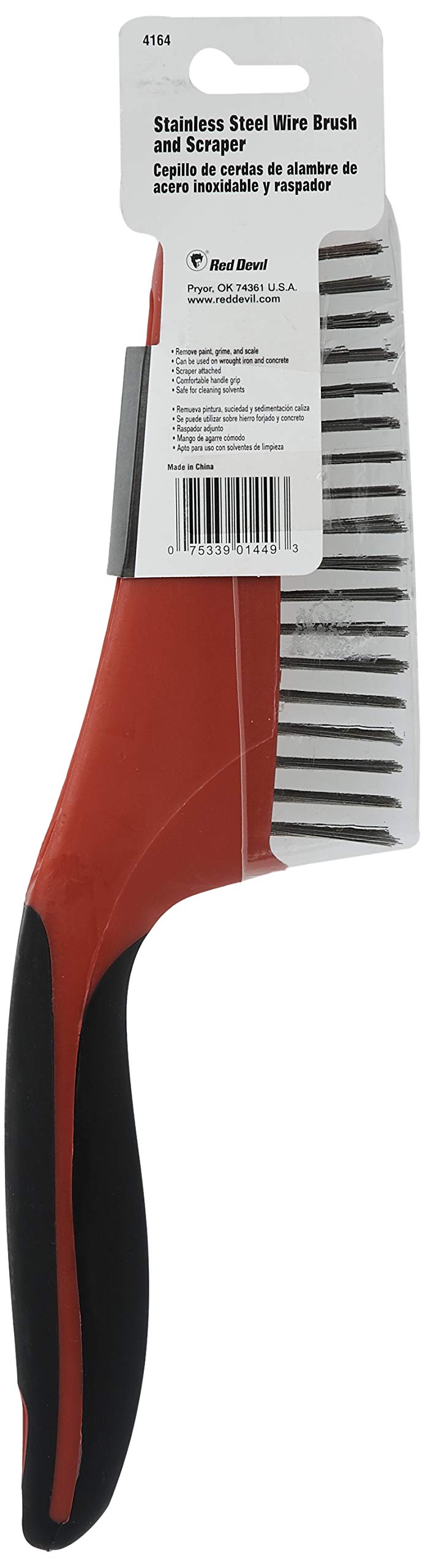 Red Devil 4164 13-Inch Soft Grip Stainless Steel Wire Brush with Scraper 13" - NewNest Australia