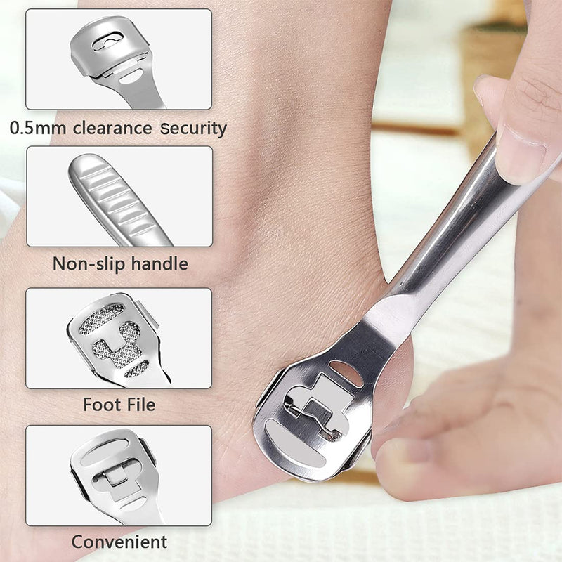 Callus Remover Foot Scraper - Stainless Steel Callus Planer Foot File Callus Rasp Hard Skin Callus Remover Foot Rasp Pedicure Foot Care Tool with 10 Replacement Blades for Wet & Dry Feet Silver - NewNest Australia