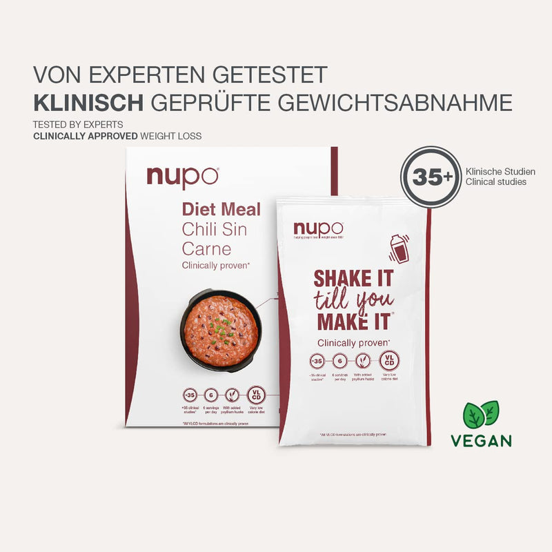 NUPO Diet Meal Chili Sin Carne – Premium Diet Meal for Weight Loss I Complete Meal Replacement for Weight Reduction I 10 Servings I Very Low-Calorie Diet, Gluten Free, GMO Free - NewNest Australia