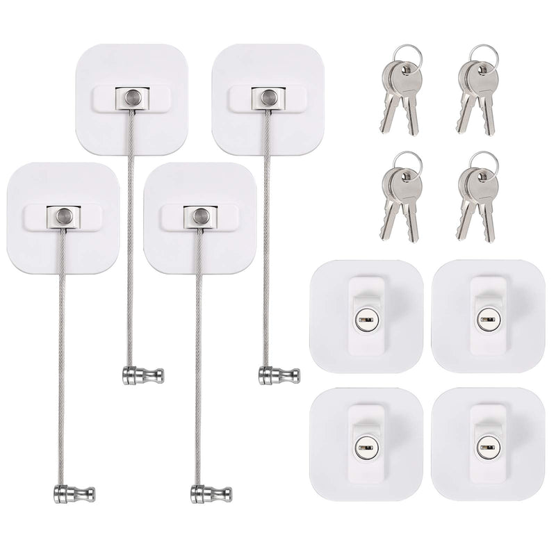 eSynic 4Pcs Fridge Lock Adhesive Refrigerator Door Locks with Key Cable Restrictor Child Safety Cabinet Locks Freezer Door Latch Wire for Appliances Kitchen Cabinets Fridge Cabinet Drawer White - NewNest Australia