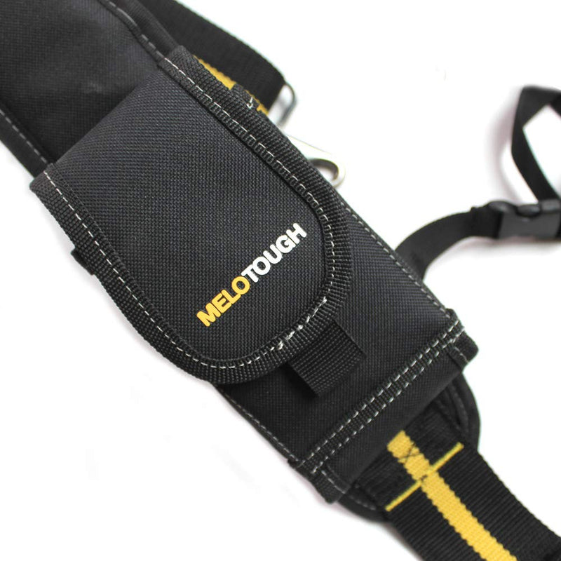 Melo Tough Suspenders Tool Belt Suspenders with Large Moveable Phone Holder, Pencil Holder, Adjustable Size Padded Suspenders (Yellow) H back - NewNest Australia