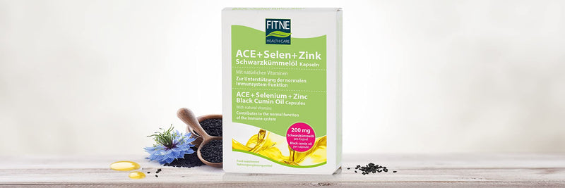 FITNE ACE + Selenium + Zinc Black Cumin Oil Capsules, with natural vitamins, to support the immune system and cells, for more vitality (60 capsules) - NewNest Australia