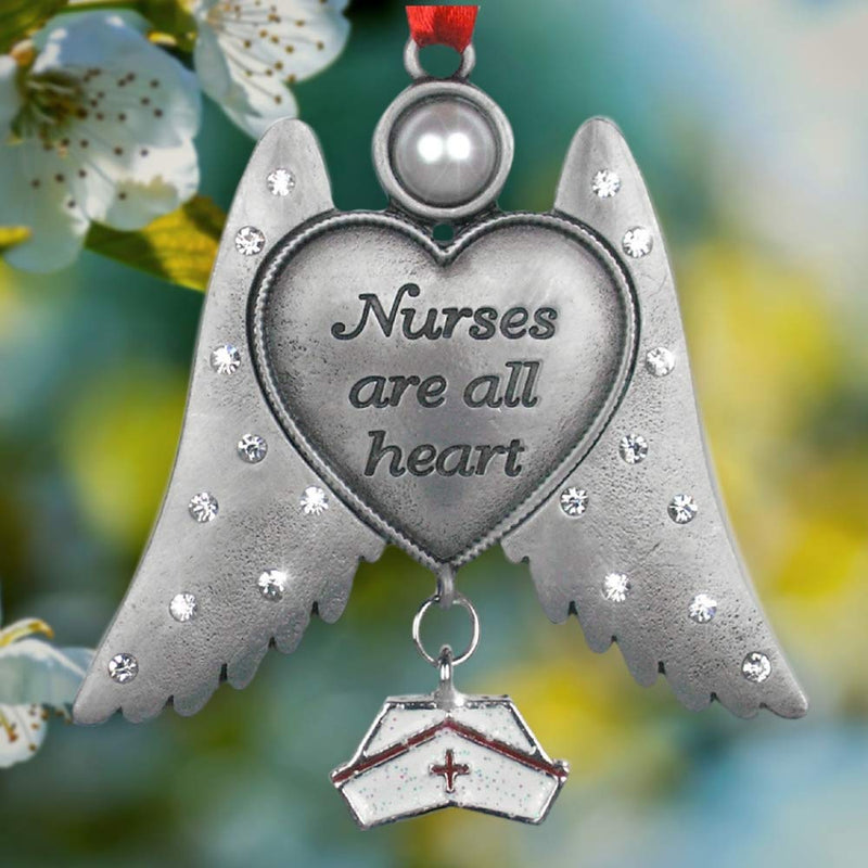 NewNest Australia - BANBERRY DESIGNS Nurse Angel - Nurses are All Heart Angel Ornament - Hanging Nurse Angel with Nurse Hat Charm - Nurses Day Gift - Nurse Graduation Gift - Nurse Appreciation 1 