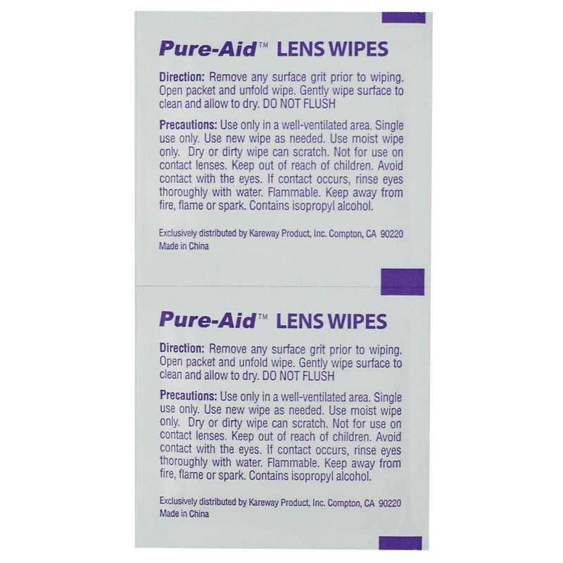 Pure-Aid Lens Wipes, Cleans Eyeglasses, Camera Lenses, Smart Phones and More - 100ct (Individually Wrapped Wipes) per pack (1pk) Lense Wipes 100ct (1pk) - NewNest Australia