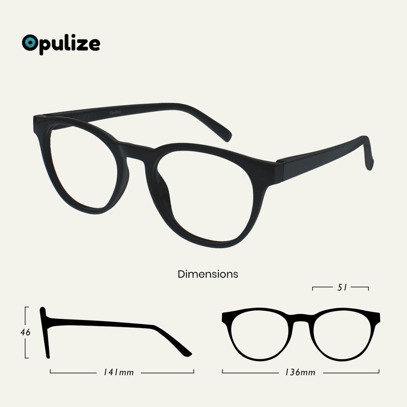 Opulize Blu - Reading Glasses Blue Light Filter Cool Round Frame Spring Hinges Improve Sleep Computer Gaming Anti-Reflective Men Women B5 +0.00 Diopter Black - NewNest Australia